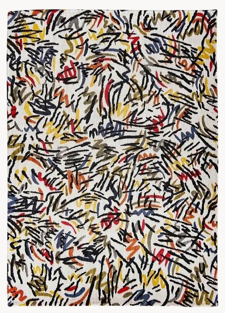Plocho tkaný žakárový koberec Graffito