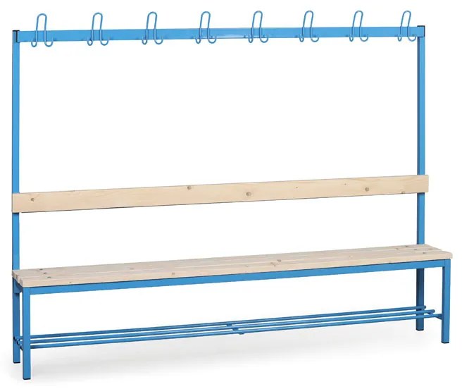 Šatníková lavica s vešiakom a botníkom, sedák - laty, dĺžka 2000 mm, modrá