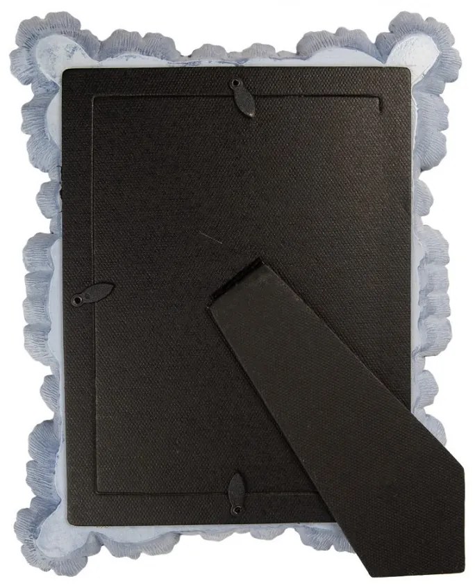 Modrý fotorámik zdobený kvetmi - 22*3*27 cm / 13*18 cm