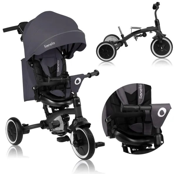 Lionelo - Detská trojkolka TRIS PLUS Grey Stone