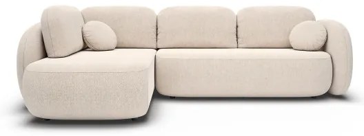 Rohová rozkladacia sedacia súprava do tvaru L s úložným priestorom OLBIA ľavá béžová