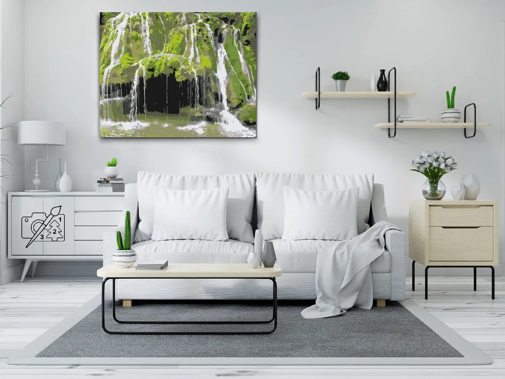 Gario Maľovanie podľa čísel Vodopády Bigar, Rumunsko Rozmery: 80 x 60 cm, Rámovanie: Iba zrolované plátno