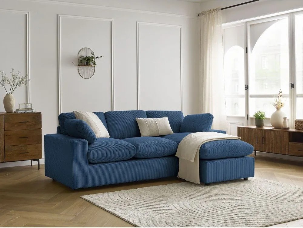 Modrá menčestrová rohová pohovka Belair – Bobochic Paris