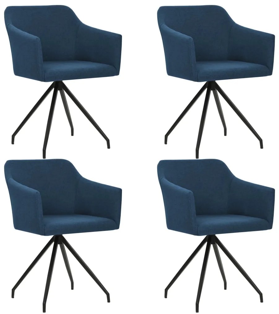 vidaXL Otočné jedálenské stoličky 4 ks, modré, látka