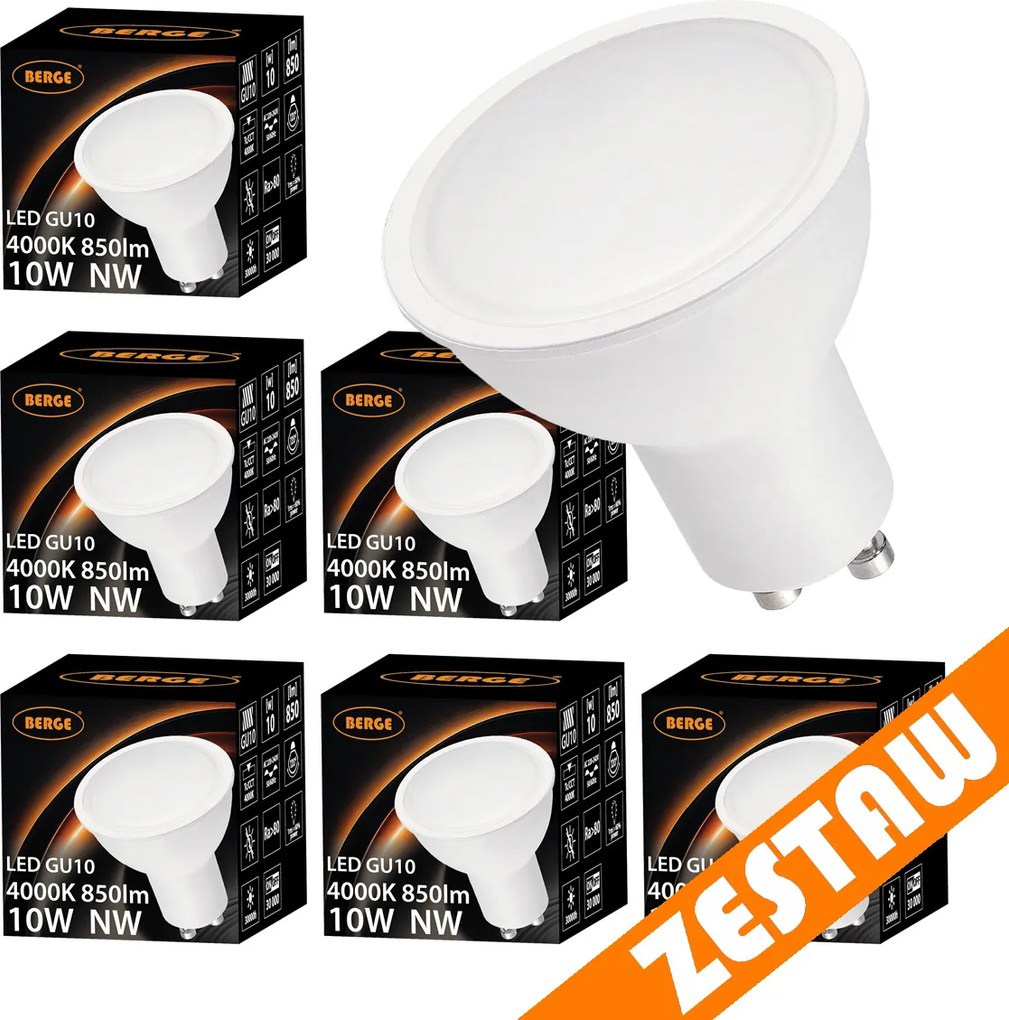 Sada 6 LED žiaroviek GU10 10W 850lm - neutrálná biela