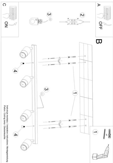 Sollux SL.1067 - Bodové svietidlo NERO 4xGU10/40W/230V čierna/lesklý chróm