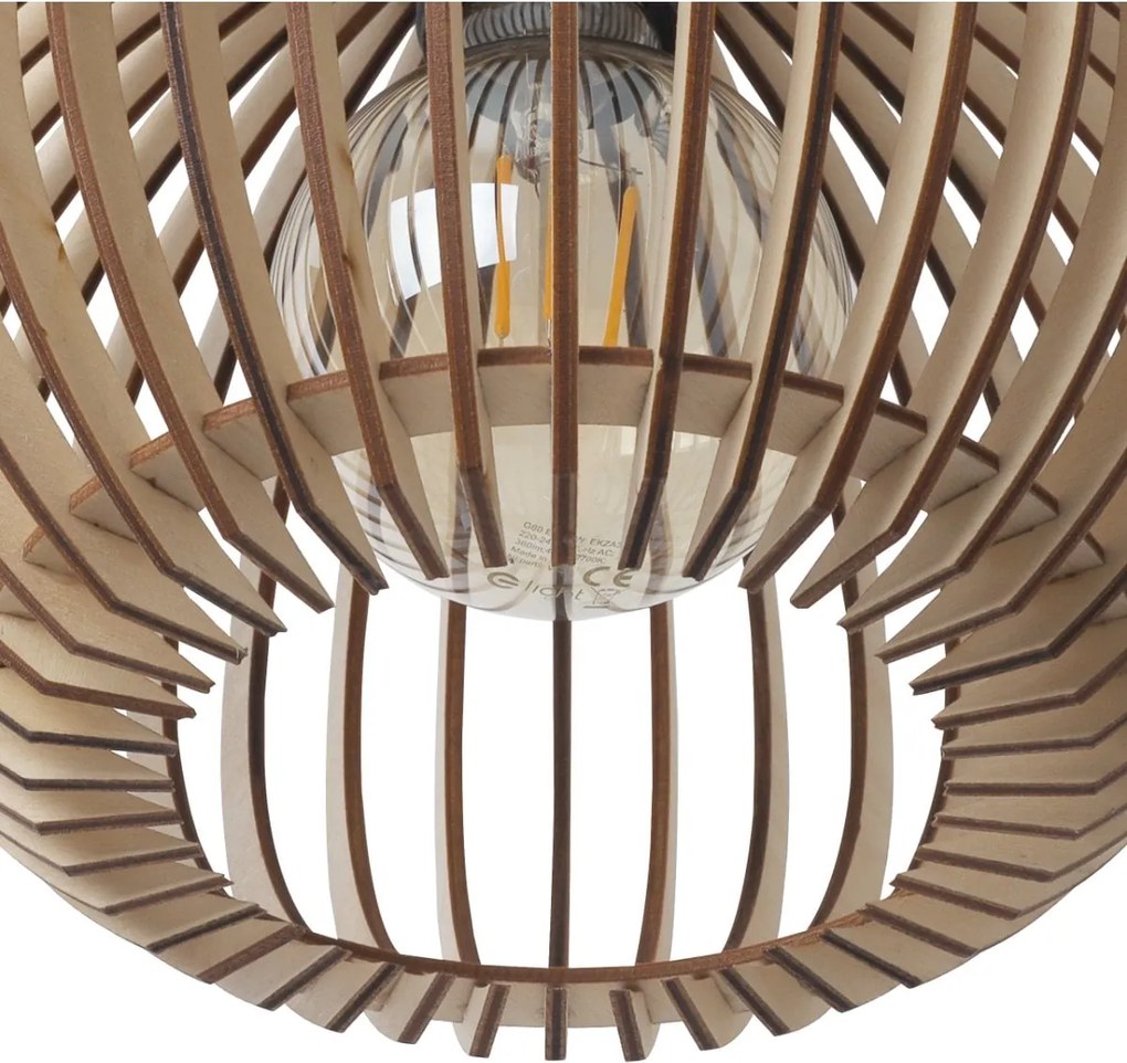 Závesné svietidlo Timber 5, 1x drevené tienidlo