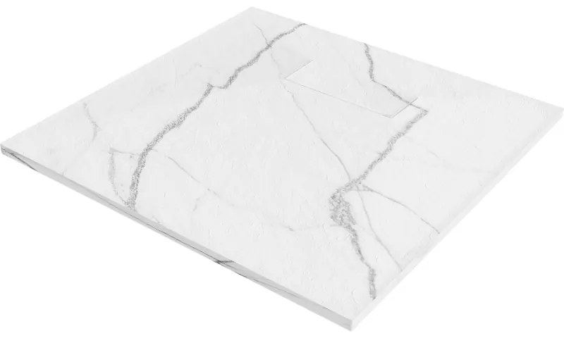 Mexen Hugo, štvorcová sprchová vanička SMC 80 x 80 cm, biely kameň, 42158080