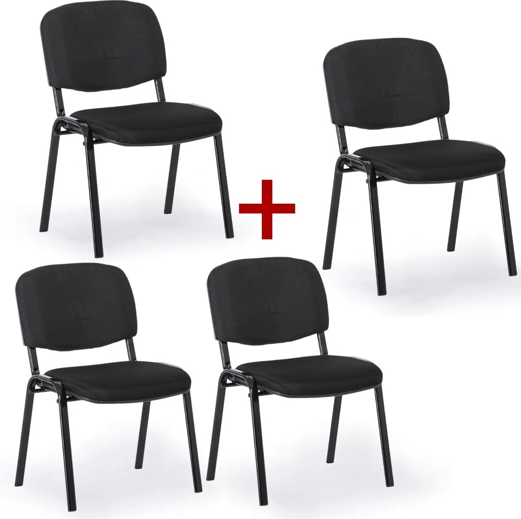Konferenčná stolička VIVA PLUS 3+1 ZADARMO - čierne nohy, čierna