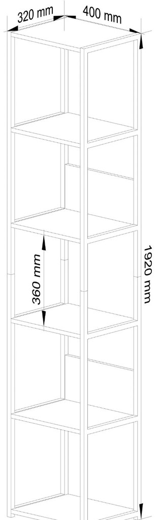 Regál Loriana (čierna + dub sonoma). Akcia -19%. Vlastná spoľahlivá doprava až k Vám domov. 1070985