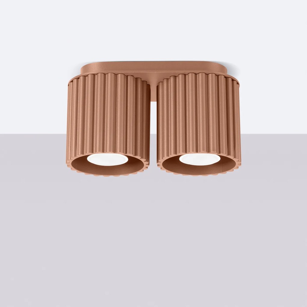 Stropné svietidlo Aura, 2x hnedé hliníkové tienidlo, (10 cm)