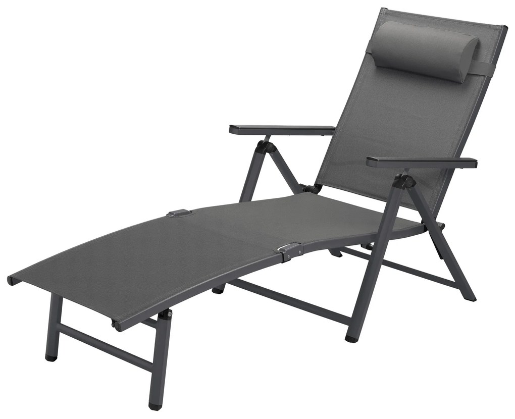 Livarno home Hliníkové ležadlo Houston s opierkami rúk, sivé (100386242)