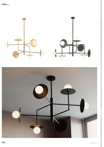 Redo 01-2735 - Luster na tyči PLATO 8xG9/10W/230V zlatý