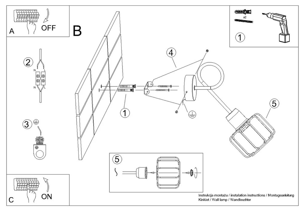 Sollux Lighting Nástenné svietidlo BELUCI 1S čierne