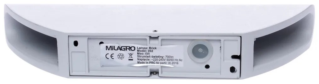 Exteriérové nástenné LED svietidlo Brick, 1x LED 6w, biela