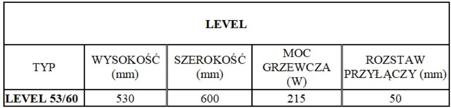 Regnis LEVEL, vykurovacie teleso 600x530mm so stredovým pripojením 50mm, 215W, čierna matná, LEVEL530/600/D50/BLACK