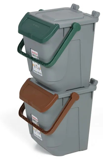 Plastový odpadkový kôš na triedenie odpadu ECOLOGY, 25 l, sivá/zelená