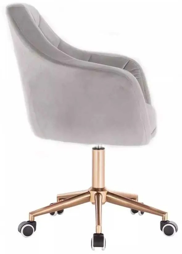 LuxuryForm DESIGN Kreslo ANDORA VELUR na zlatej podstave s kolieskami - svetlosivé