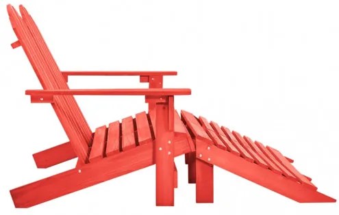 vidaXL 2-miestna záhradná stolička a taburetka Adirondack jedľový masív červená-
