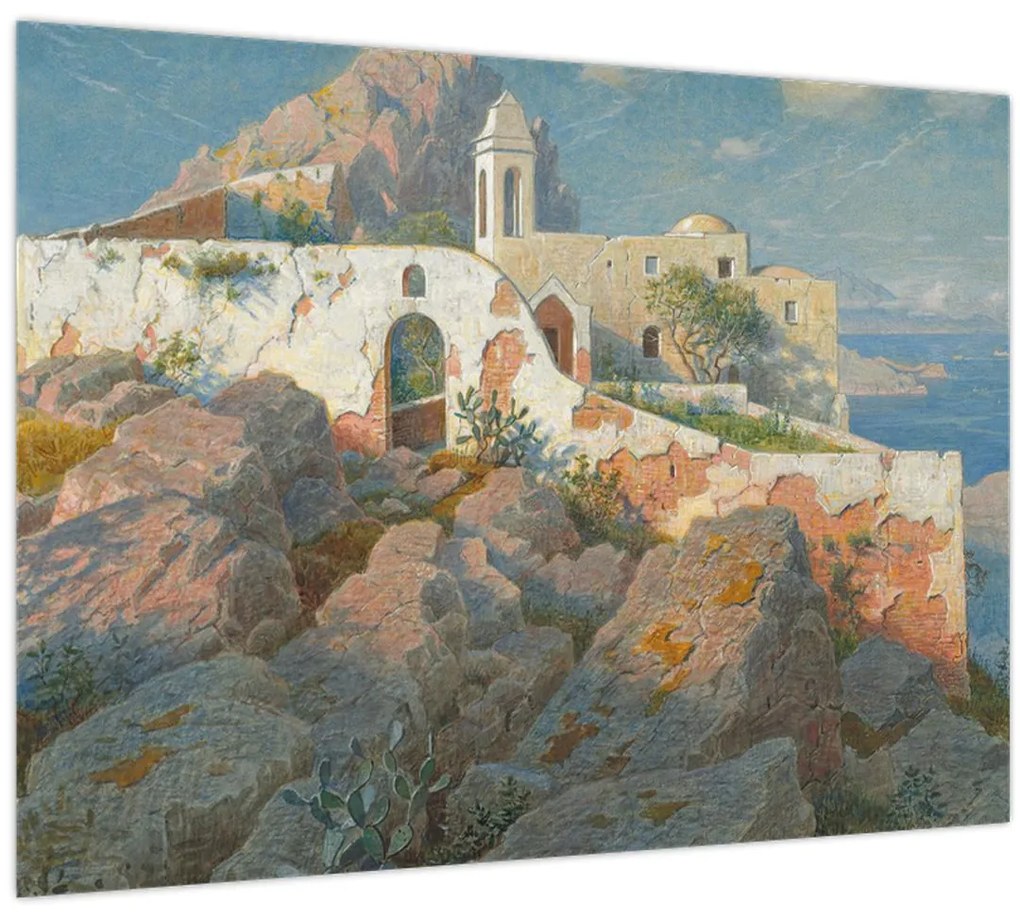 Sklenený obraz - William Stanley Haseltine, Santa Maria a Cetrella, Anacapri, reprodukcia (70x50 cm)