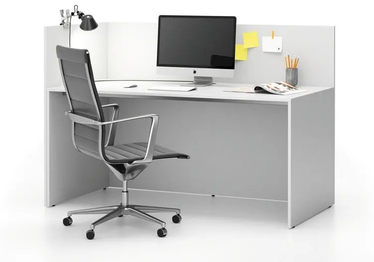 Kancelárska zostava single s paravánom SEGMENT, ľavá, biela/biela