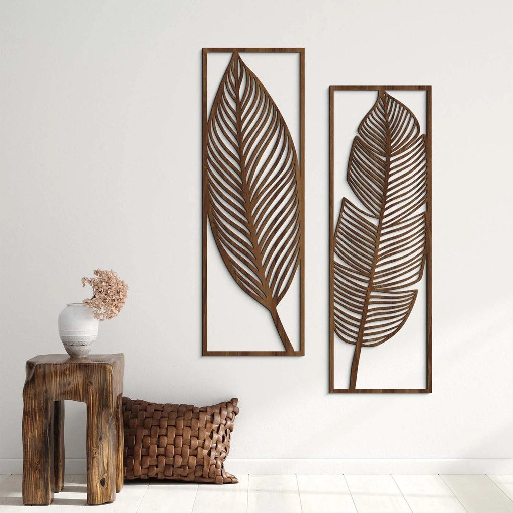 DUBLEZ | 2-dielna drevená dekorácia na stenu - Pierka