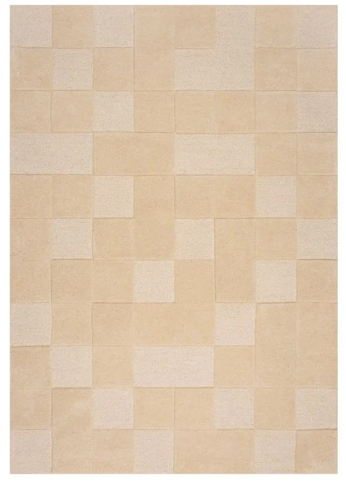 Béžový vlnený koberec 290x200 cm Checkerboard - Flair Rugs