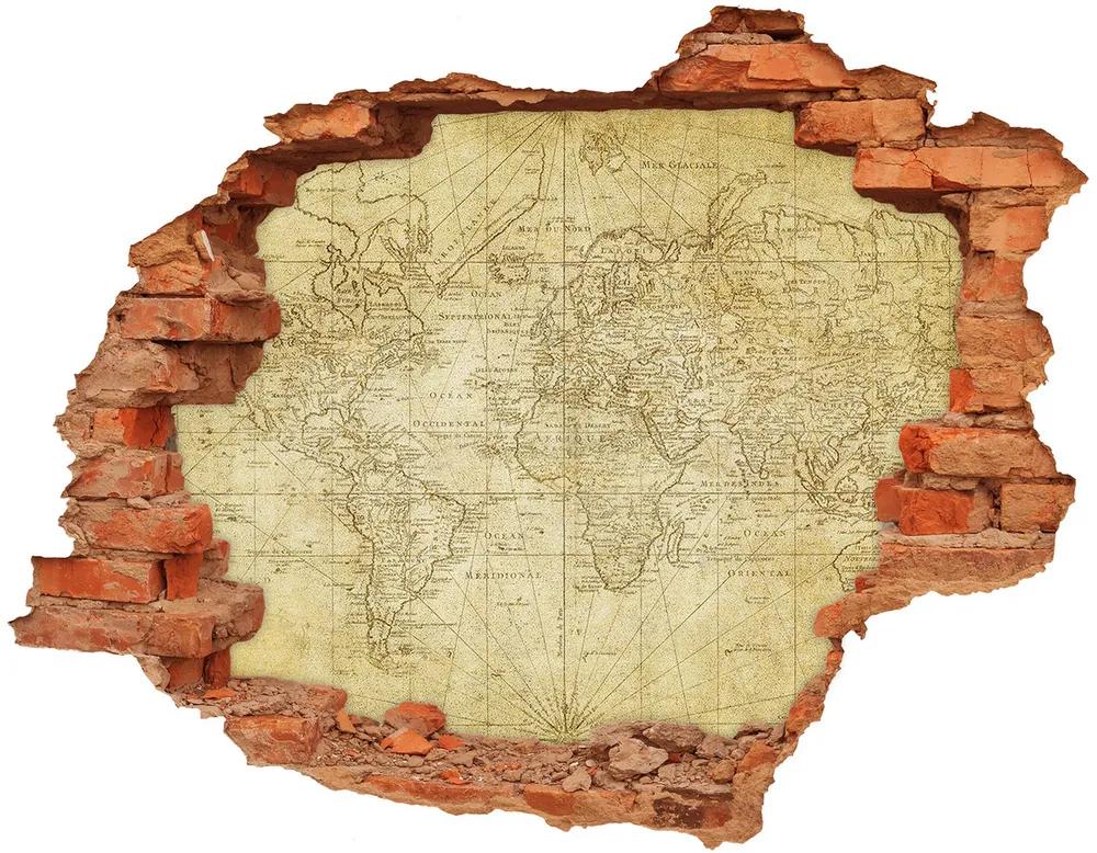 Samolepiaca diera na stenu nálepka Staré mapa sveta nd-c-85725427