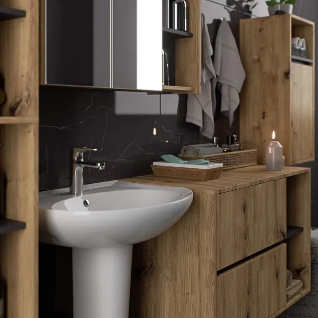 Kúpeľňová zostava VAMI garfitová / sivá / dub craft