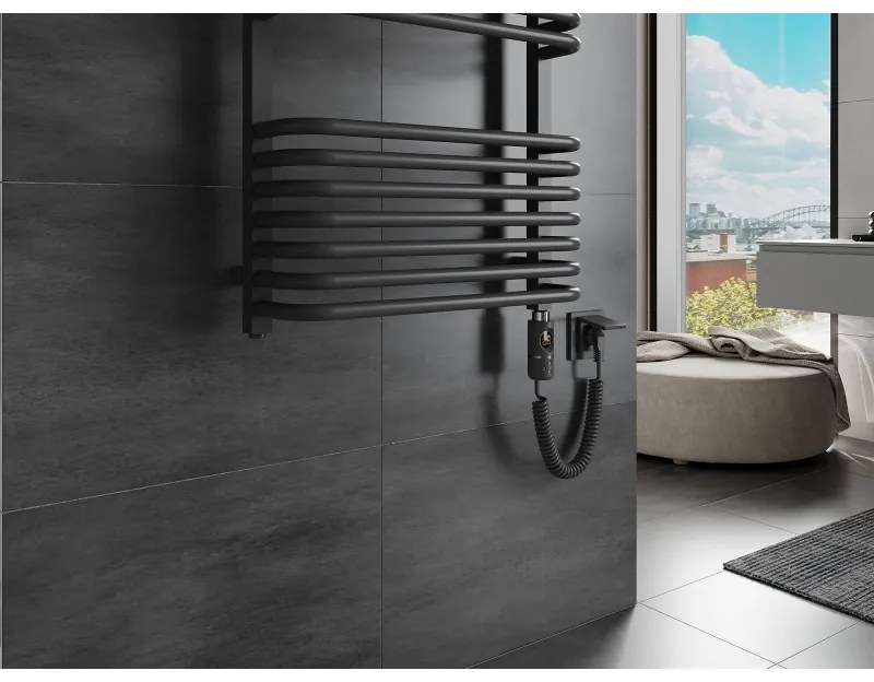 Mexen Apollo, elektrické vykurovacie teleso 1210x550 mm + vykurovacia tyč 600 W, antracitová, W117-1210-550-2600-66