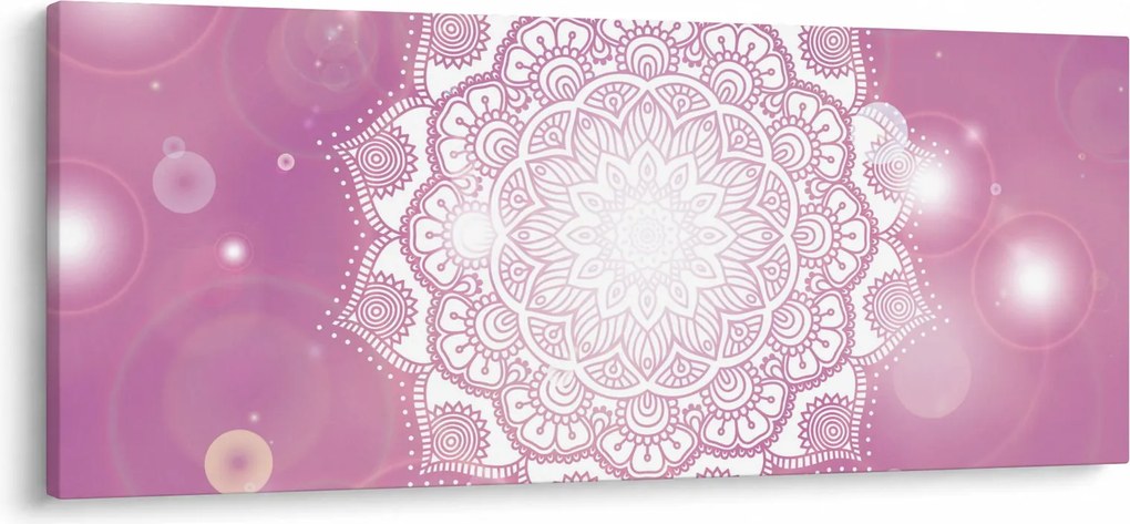 Obraz mandaly v ružovom pozadí (120x50 cm)