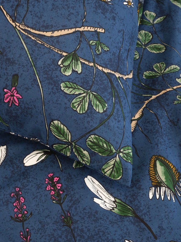 Bavlnená obliečka na vankúš Renforcé 40 × 40 cm - Herbár tmavo modrý