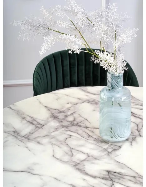 Jedálenský stôl SEREIN dekor biely mramor/čierna