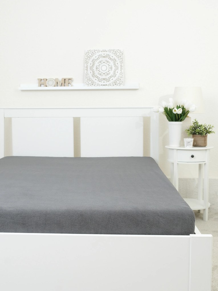 Froté plachta do postieľky 60 × 120 cm - tmavo sivá
