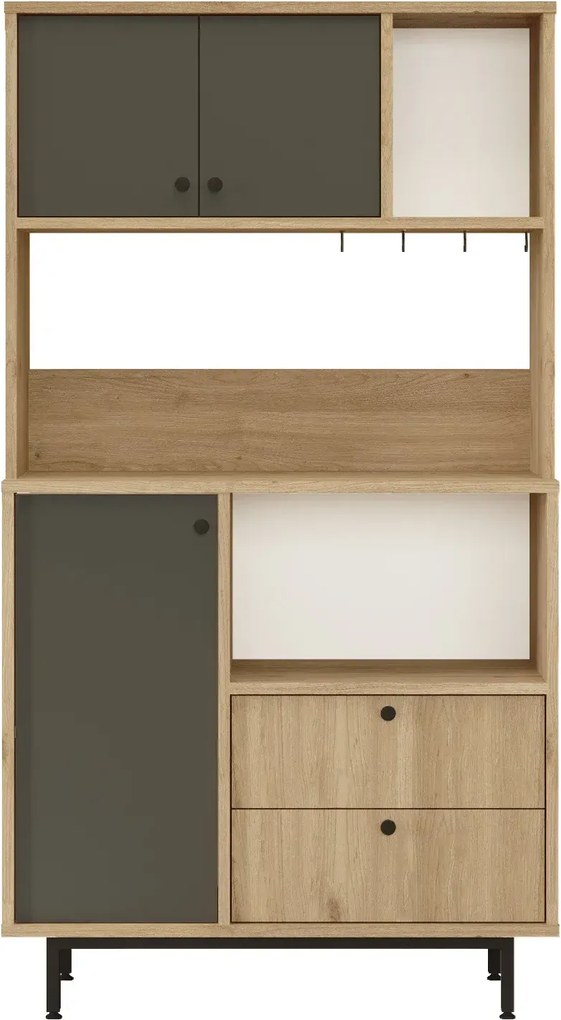 Vysoká skriňa na mikrovlnku Houseland Royce 03 dub Castello/antracitovo sivá