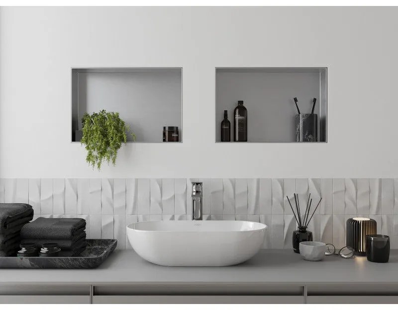 Mexen X-Wall-NR, polička na zapustenie pod obklad bez goliera 45 x 30 cm, oceľová, 1911453010