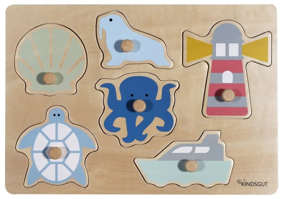 Drevené vkladacie puzzle (počet dielikov 6) Ocean – Kindsgut