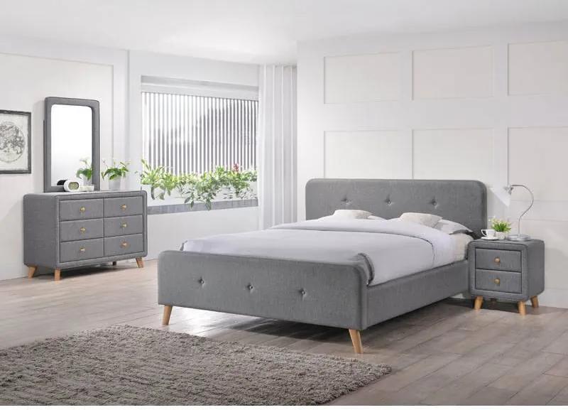 Sivá čalúnená posteľ MALMO 160 x 200 cm Matrac: Matrac COCO MAXI 23 cm