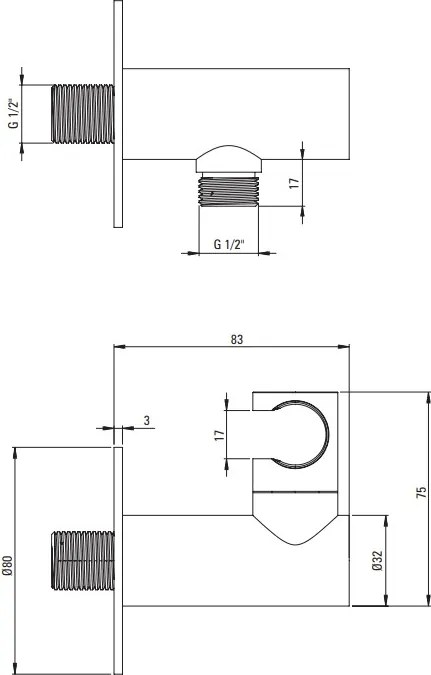 Deante Silia, uhlové ukončenie, polohovateľný držiak na ručnú sprchu, oceľová, DEA-NQS_F57K
