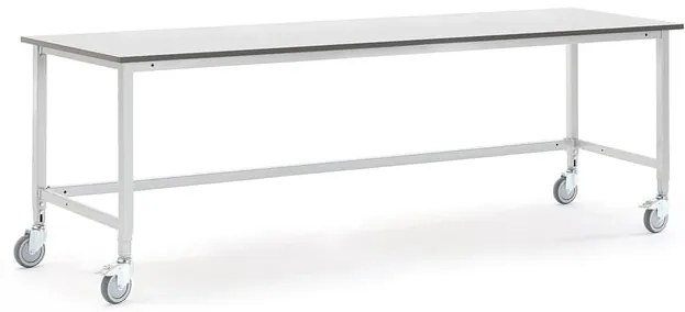 Mobilný dielenský stôl MOTION, manuálne nastaviteľný, 2500x800 mm