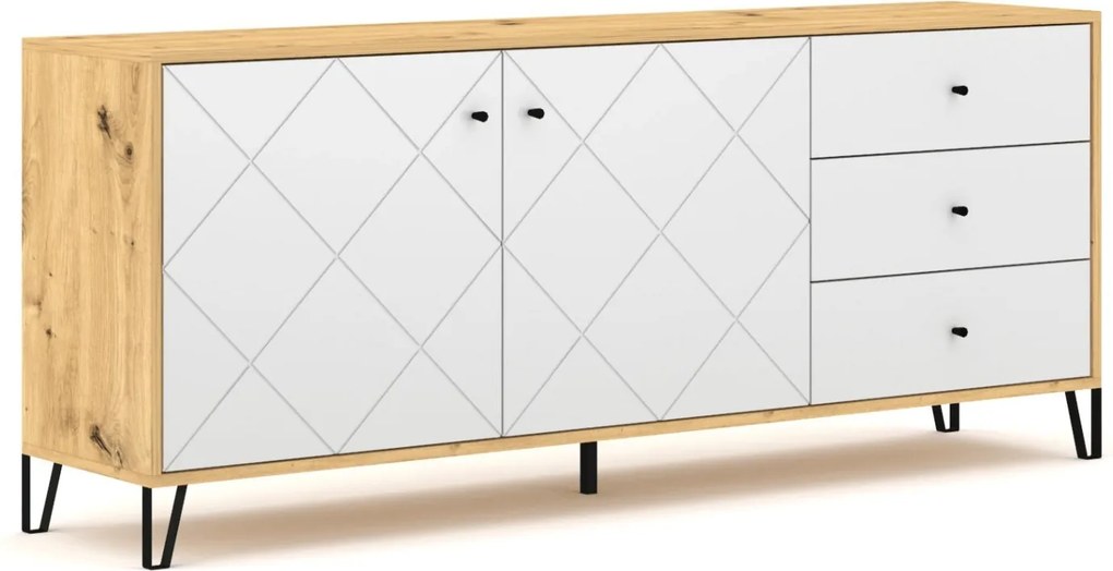 Vintino Komoda CELIA – 183 cm, dub Artisan/biela