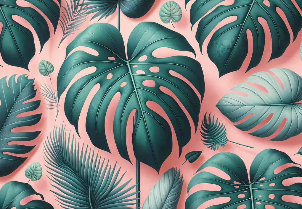 Fototapeta - Monstera na ružovom (147x102 cm)