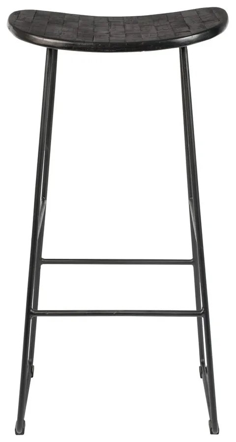 Čierna barová stolička z teakového dreva (výška sedadla 76 cm) Tangle – White Label