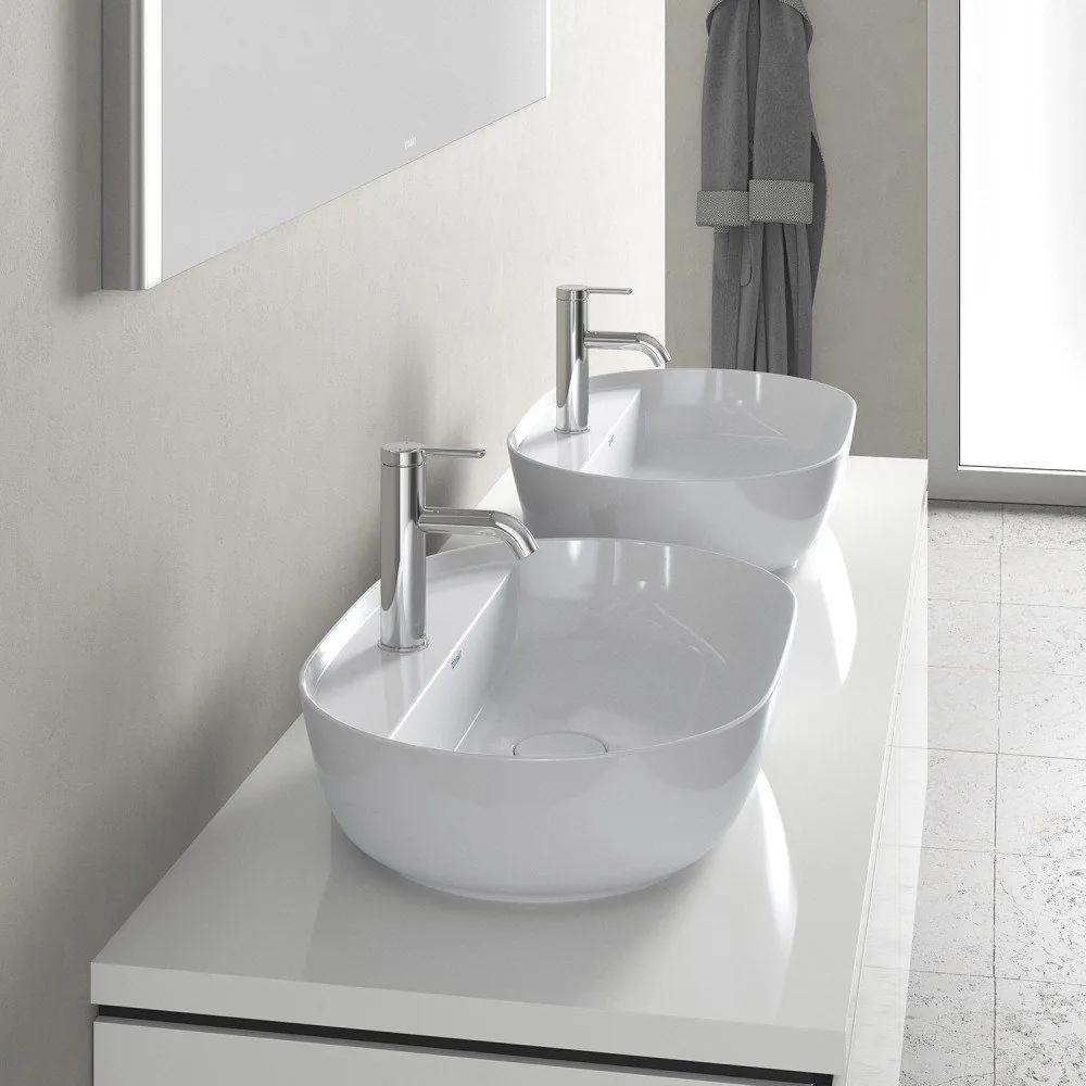 DURAVIT Luv oválna umývadlová misa s otvorom, bez prepadu, 600 x 400 mm, biela/biela matná, 0380602600