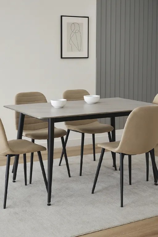 Noela Jedálenský stôl s keramickou doskou v dekore bieleho mramoru CERAMON 140