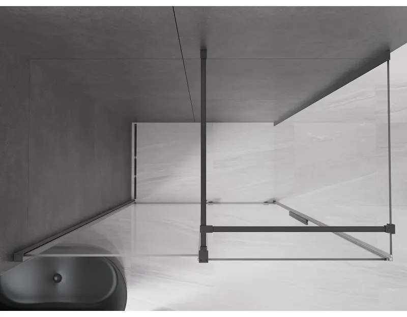 Mexen Velar, sprchový kút s posuvnými dverami 160 x 75 cm, 8mm číre sklo, brúsený grafit, 871-160-075-01-95