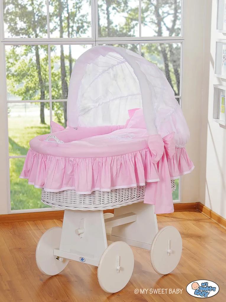 ♡ Prútený košík s kapucňou- Glamour ružovo-biela♡My Sweet Baby