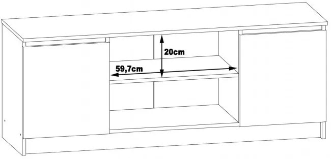 Stolík pod TV RTV 140 2D 1P biely / čierny, lesk
