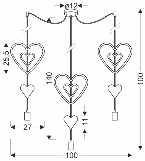 Detský luster na lankách TRIO 3xE27/20W/230V ružová/biela/šedá