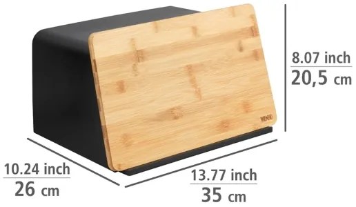 WENKO 54098100 - Chlebník KUBO 35x26,5 cm čierna/hnedá